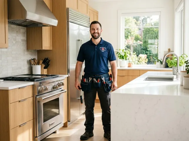 Appliance Repair Hero technician in a Cades, SC kitchen after an appliance repair